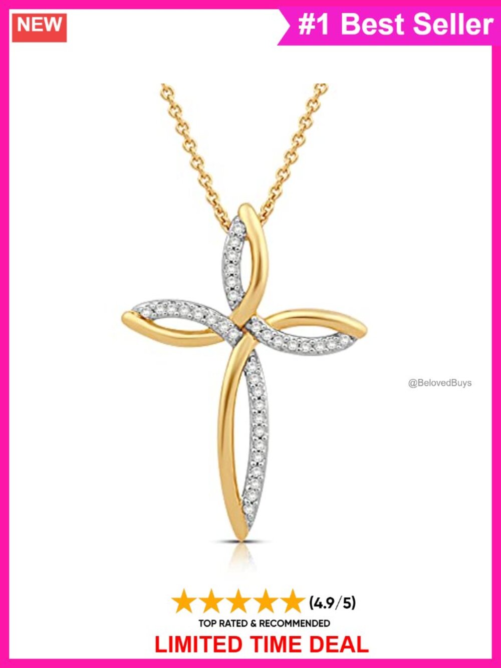 925 Sterling Silver Diamond Cross Pendant Necklace 18in Rolo Chain